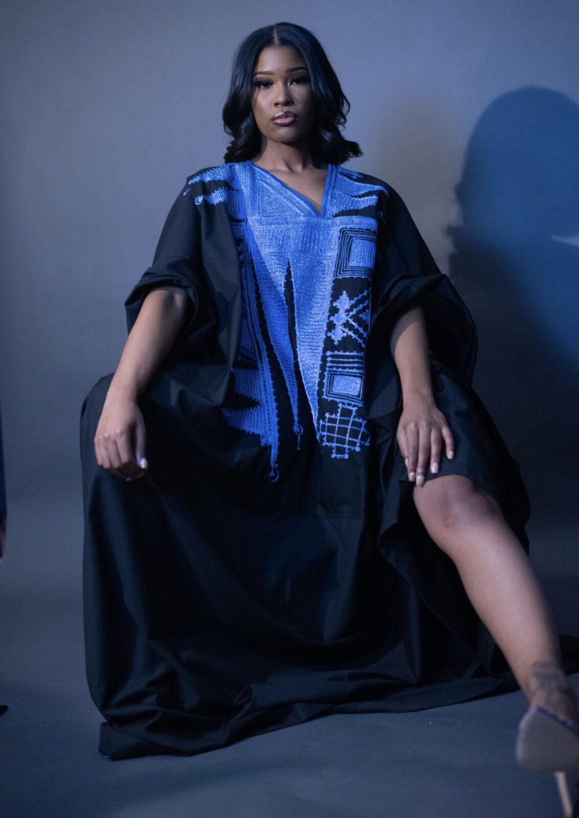 Embroidered blue boubou