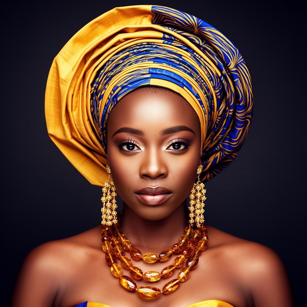 Saffron & indigo gele